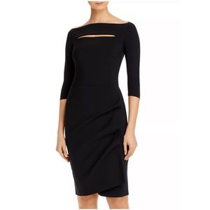 Chiara Boni La Petite Robe Kate Boat-Neck Sheath Dress Black Longsleeve 40 = 4